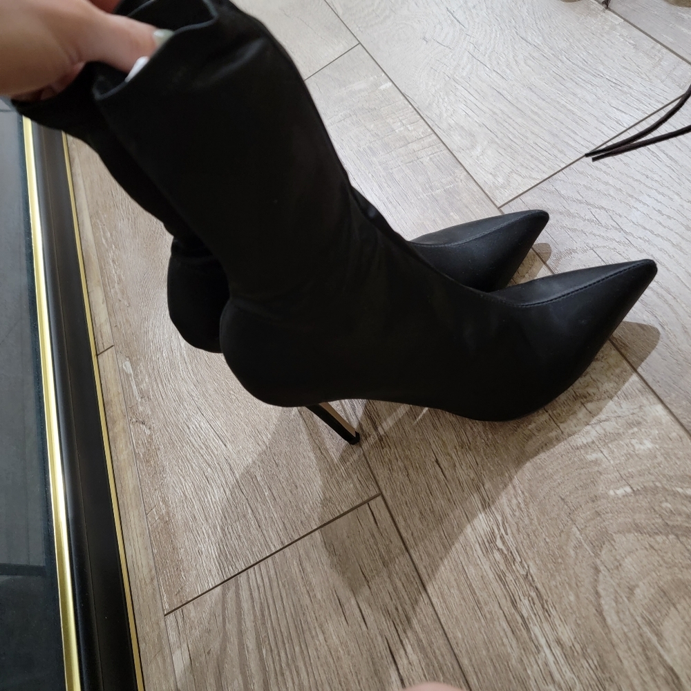 Tony Bianco Black Satin Sock Boots